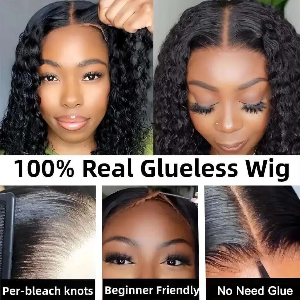 X Put On And Go Glueless Bob Human Hair For Women Kinky Curly Front Wig Plucked Pre Cut Lace Ready To Wear Tote Bag Tote Bag