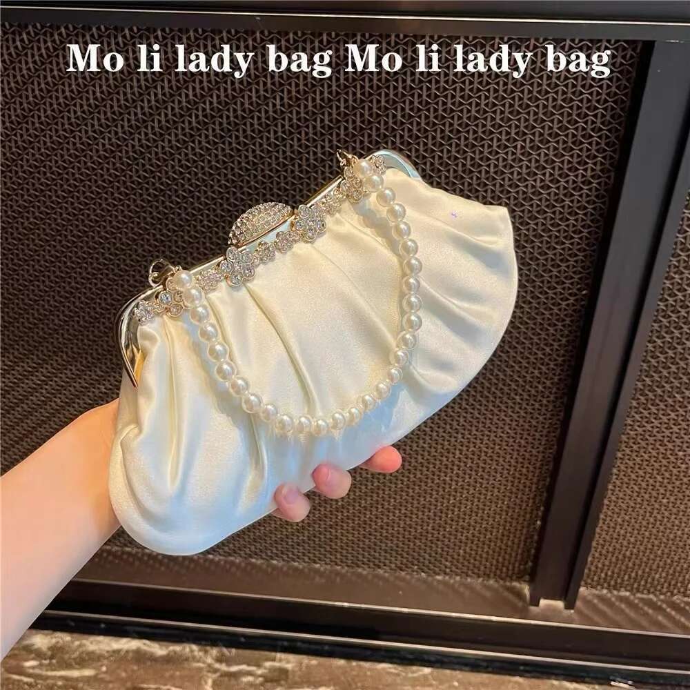 Designer Bag 2025 Satin Cloud Glitter Dia Evening Pearl Beading Fashion Women Handbag Wedding Party Clutch Purse Crossbody Bag Luxury Bag