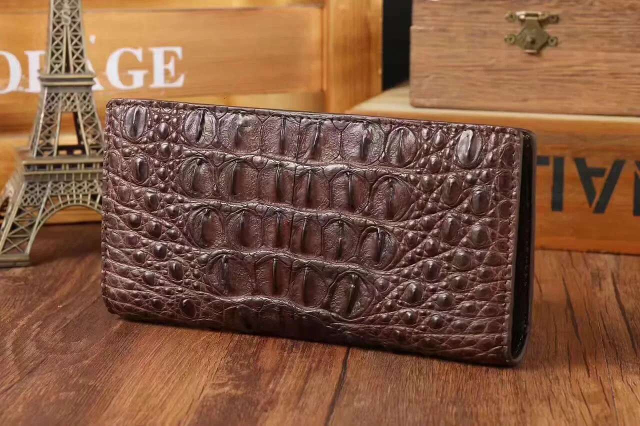 2024 Fashion Business Men's Alligator Wallets Crocodile Genuine Leather Long Organizer Wallet Boy Brand Card Holder Purse
