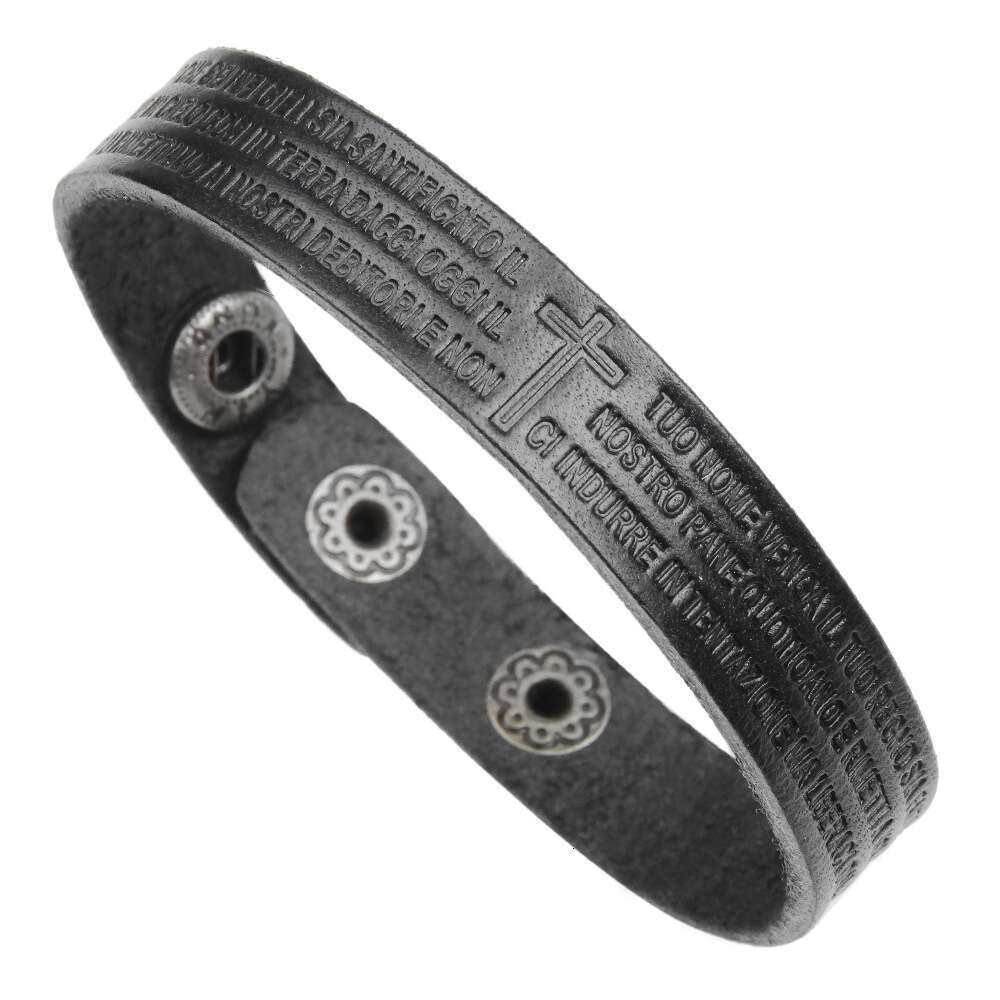 Hot selling jewelry bracelet, cross imprinted with genuine cowhide letters for men and women, personalized bracelet