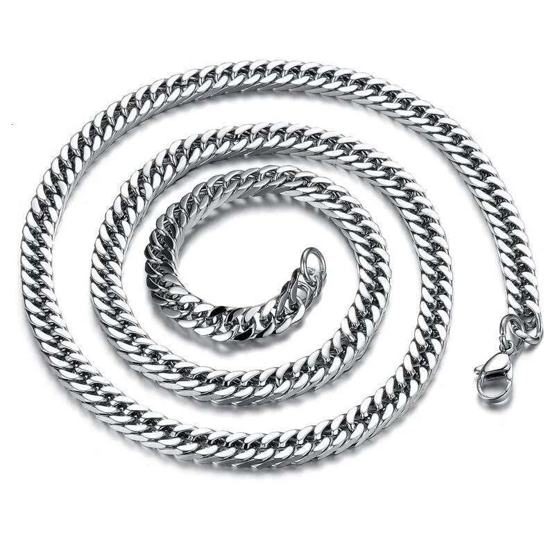 HNSP Stainless Steel Cuban Chain Necklace For Men Punk Neck Chains Male Jewelry Accessories 8mm-14mm Thick