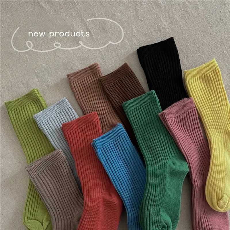 Solid Color Childrens Casual Socks Ribbed Boys Girls School Sock Toddlers Ankle Sock Cotton Striped Baby Socken For Kids 1-10Y G251124