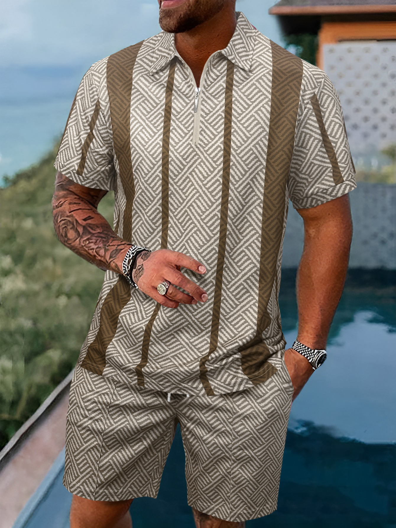 Men's summer casual minimalist hot selling polo set