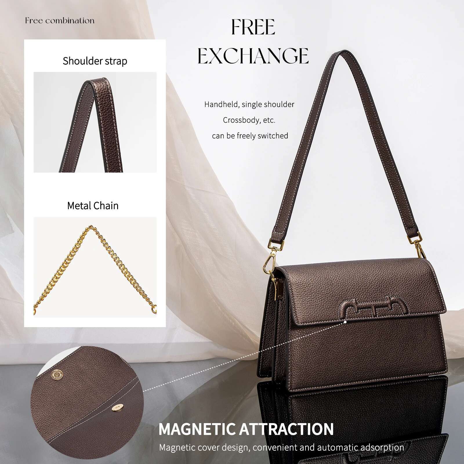 CHCH Women's Crossbody Autumn/Winter New Coffee Color Simple Organ Bag