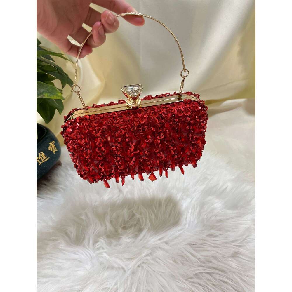 New Embroidered Beaded Glitter Handbag For Women, Fashion Handheld Crossbody Bag, Banquet Bag