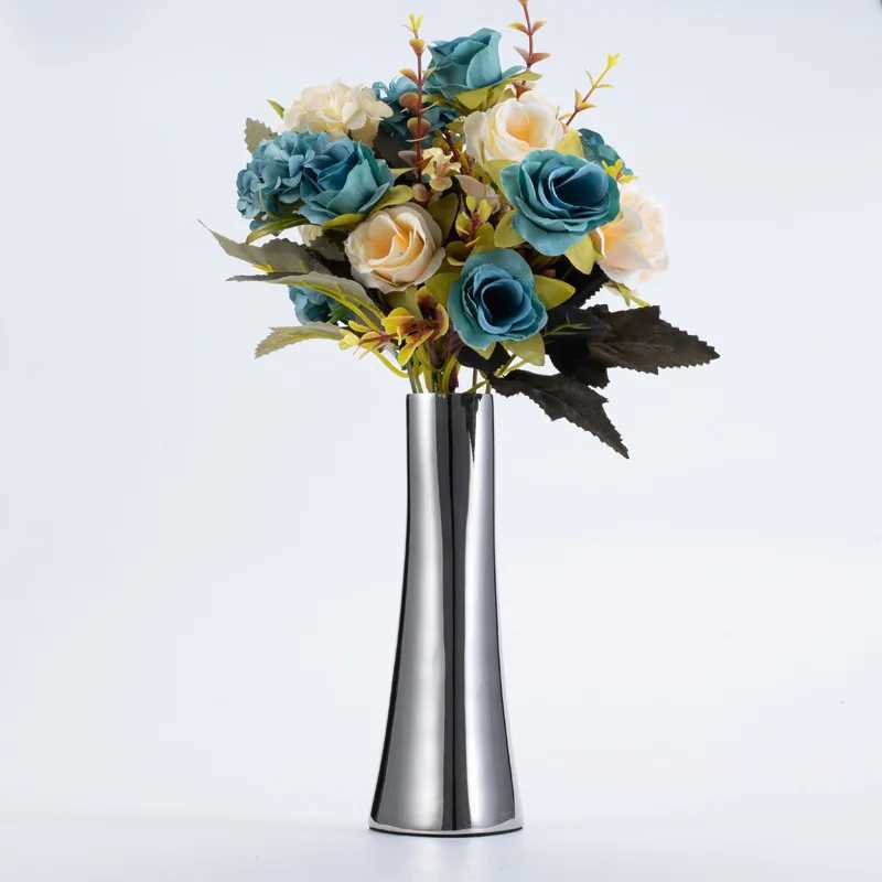 Stainless Steel Silver Metal Small Vase - Simple Light Luxury Dry Flowers/Simulated Flowers Modern Home Decoration Ornament C251124