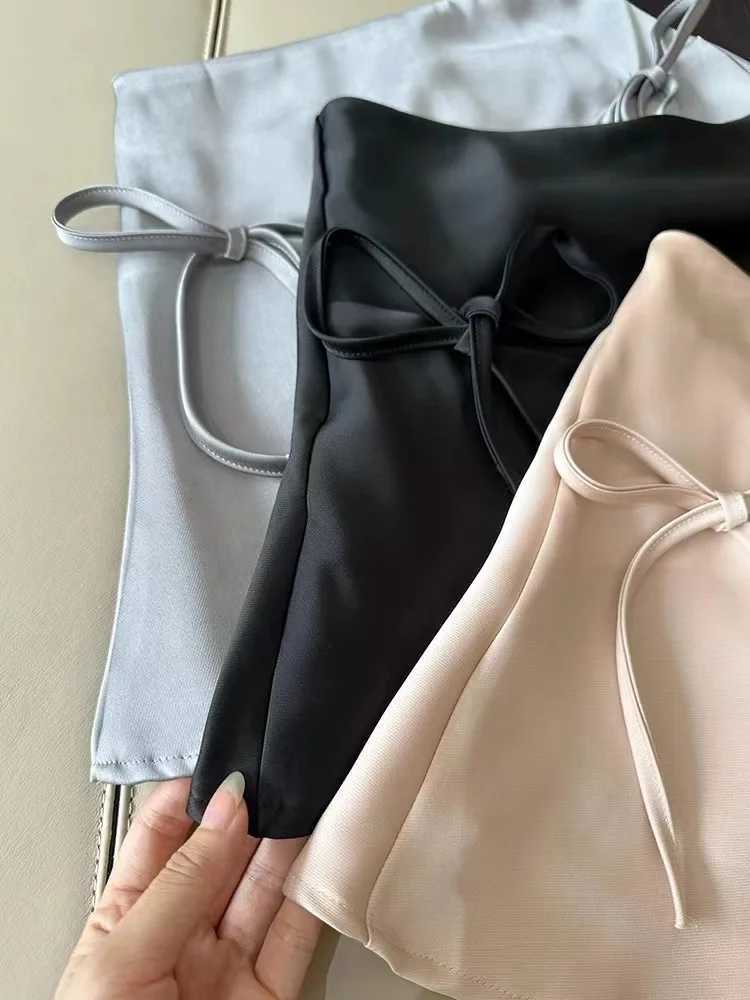 Bow lace satin Y2k mini skirt womens pink Korean A-Line skiing summer high waist sexy slim sweet short skirt new M250424