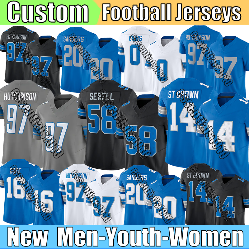 Goff St Brown Gibbs Detroitcity lions jersey Sewell Hutchinson Anzalone Montgomery Football Jerseys Sanders Arnold LaPorta Campbell Branch Jerseys