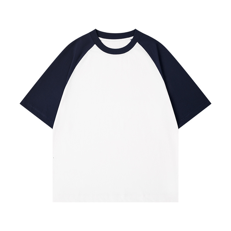 230G 32 Count Ice Feel Cotton Raglan Sleeve Short T-Shirt Men's Contrast Color Popular Youth Loose Half Sleeved Clothes