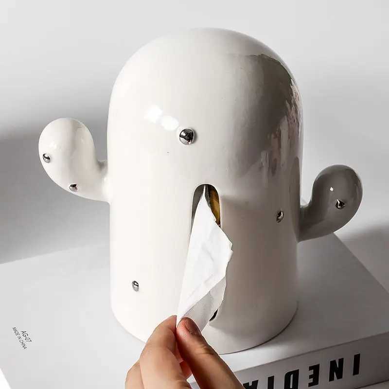 Ceramic Living Room Simple Tissue Box High-End Feeling Cactus Desktop Paper BoxM251124