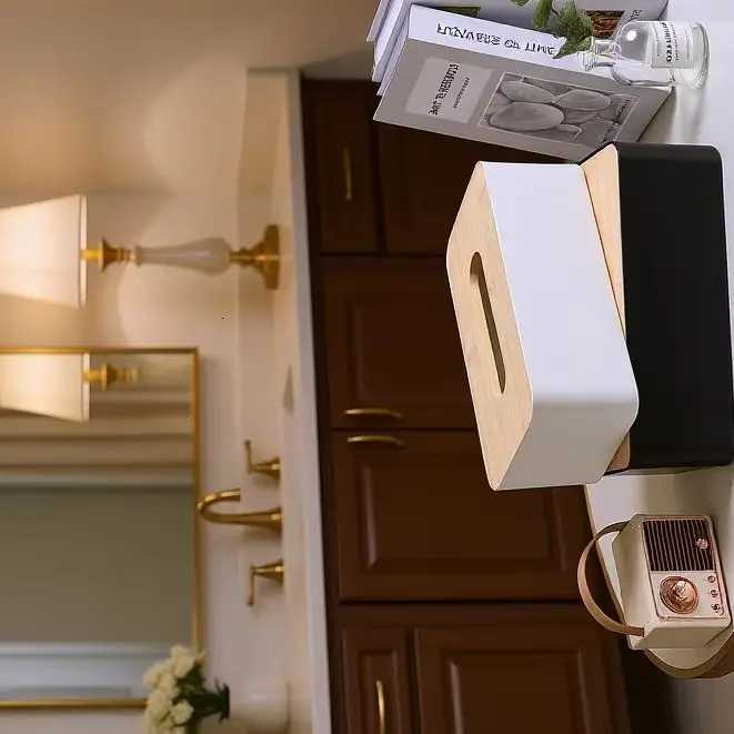 1pc Waterproof Elegant Holder For Disposable Paper Facial Tissues Luxurious Bamboo Rectangular Tissue Box CoverM251124