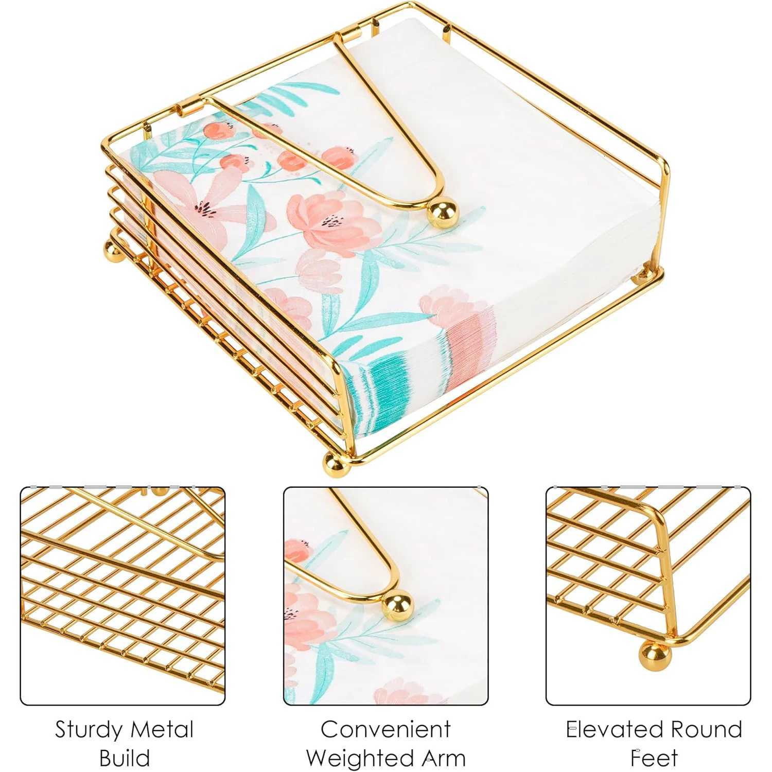 Vintage Square Tissue Box Holder Paper Storage Rack Paper Box Tray Countertop Table Tissue Paper Dispenser Napkin OrganizerM251124