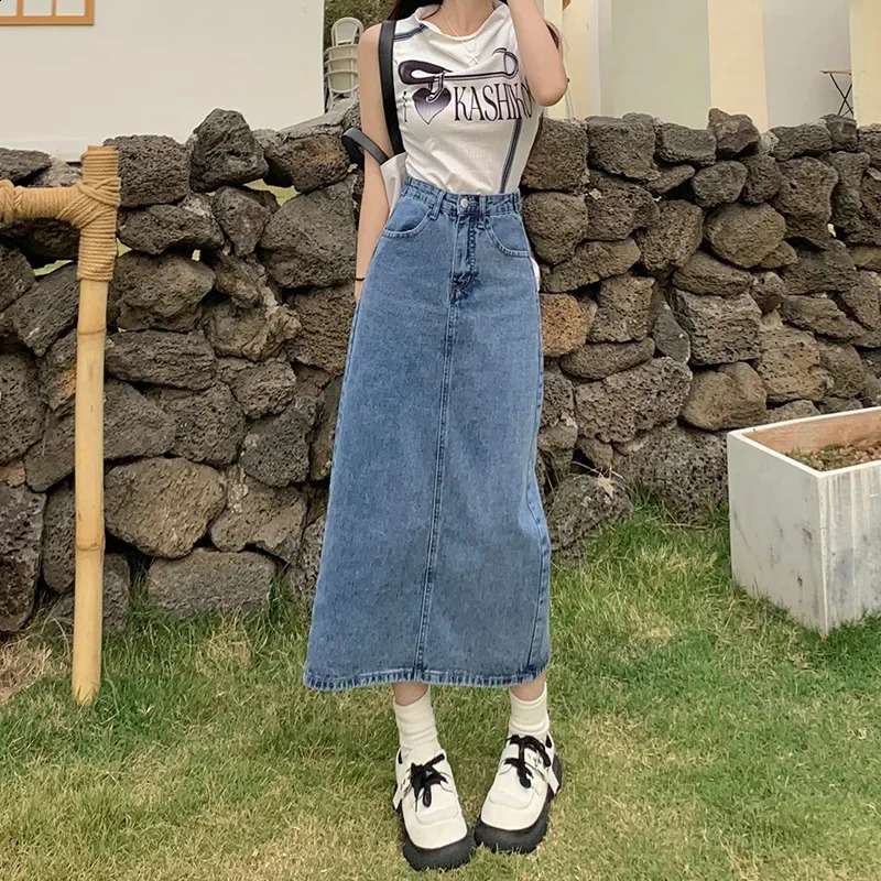 Retro high waisted womens slimming denim bodysuit 2024 summer ALine long edge n 250417