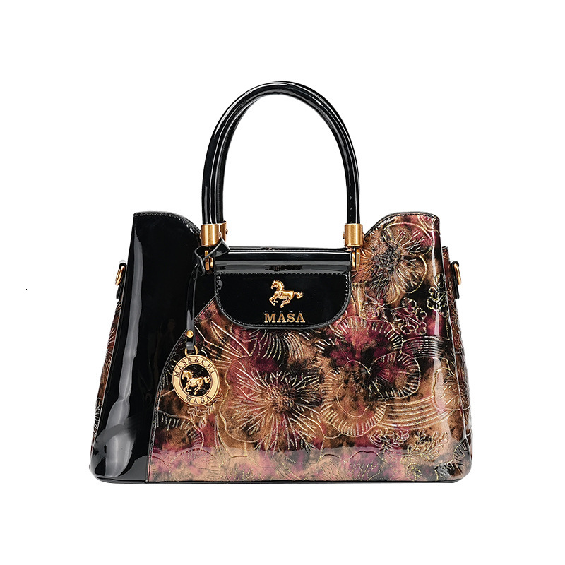Massa Handbag New Large Capacity Fashionable Glossy Printed High-End Feeling Single Shoulder Crossbody Women's Tote Bag