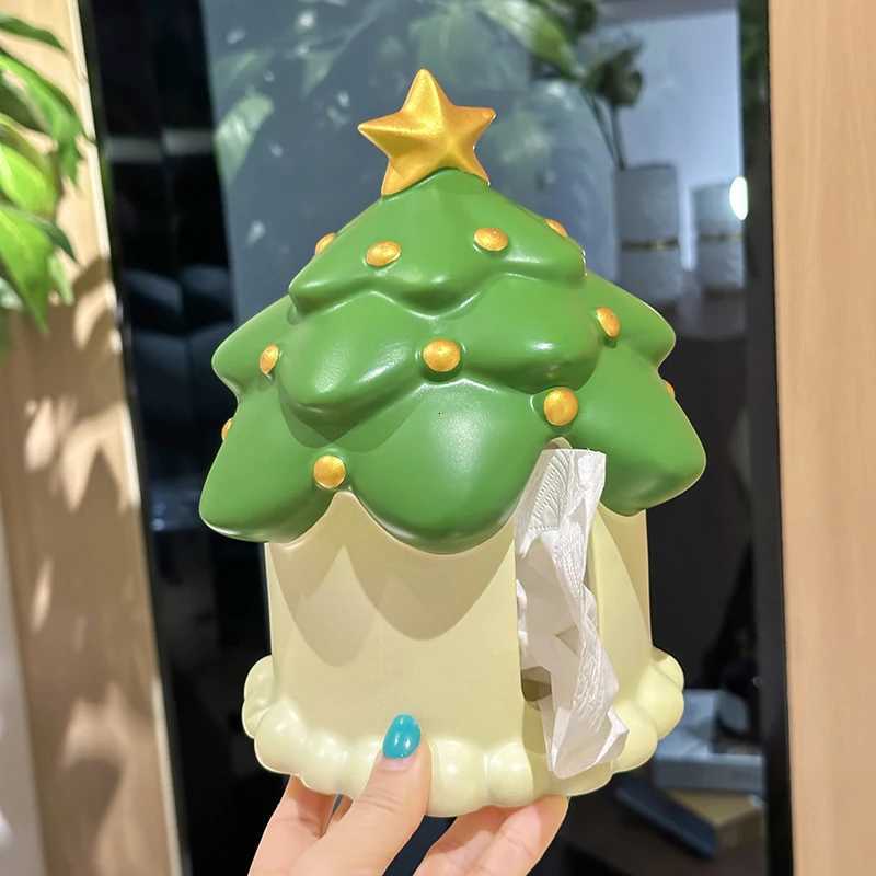 Cute Christmas Tree Tissue Box Home Living Room Decoration Ornament Tissue Box Atmospheric Kitchen and Bathroom Storage SuppliesM251124