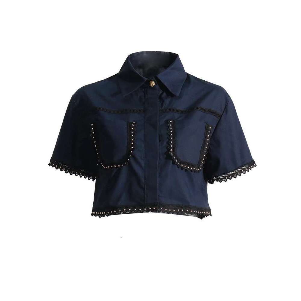 Designer Clothes TWOTWINSTYLE Solid Summer Two Piece Sets For Women Lapel Short Sleeve Tops High Waist A Line Skirt Slim Set Female Fashion New