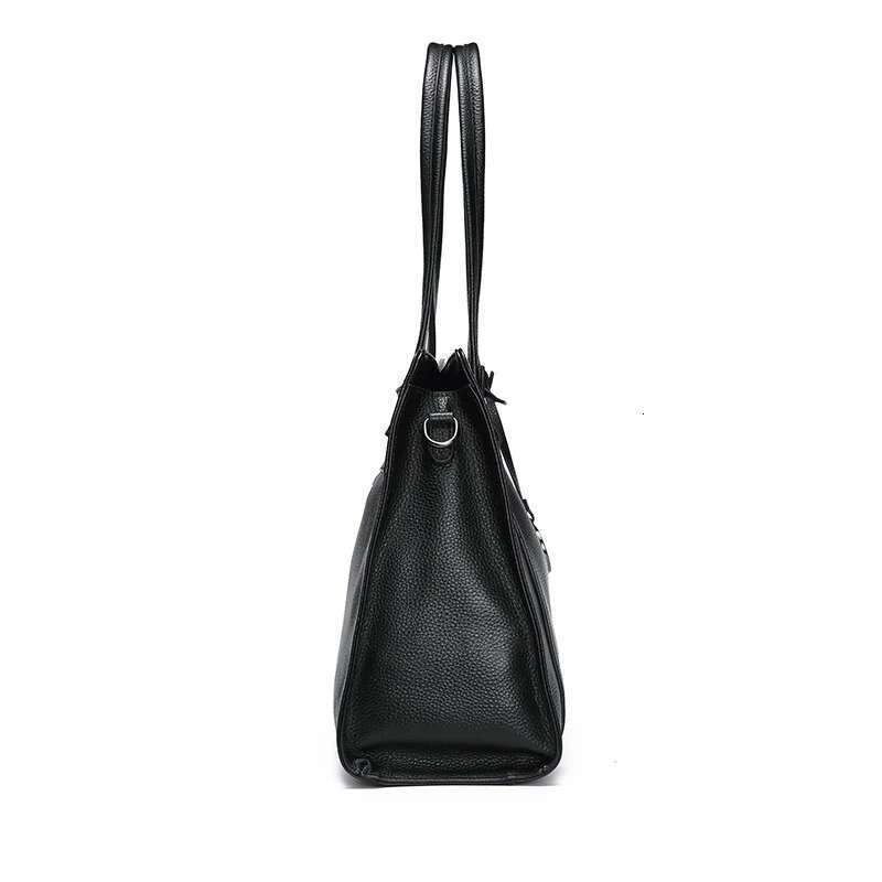 Aidrani Minimalist Genuine Leather Women's Bag Large Capacity Handbag Black Commuter Versatile Cowhide Single Shoulder Crossbody