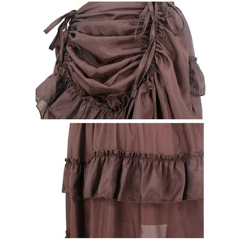 Womens plus size Victorian Gothic steampunk Midi skiing sexy high-low pleated retro elastic pleated tight corset party skiing M250424