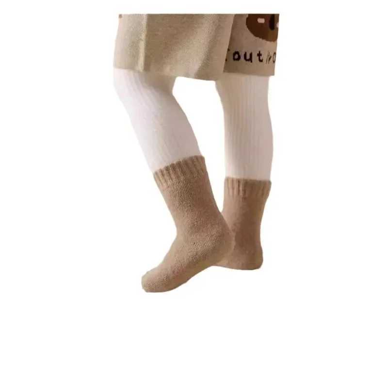 35 Wool Warm Kids Sock for Boy Girl Solid Color Simplicity Fashion Calf Sock for Children Autumn Winter Warm Furry Wool Sock G251124