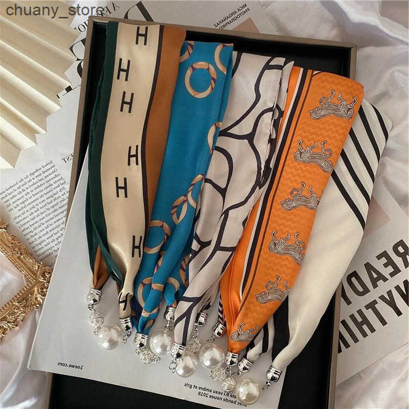 Magnetic buckle scarf for women in summer thin headband neck covering magnetic suction buckle neck decoration small strip neck protection belt narrow 