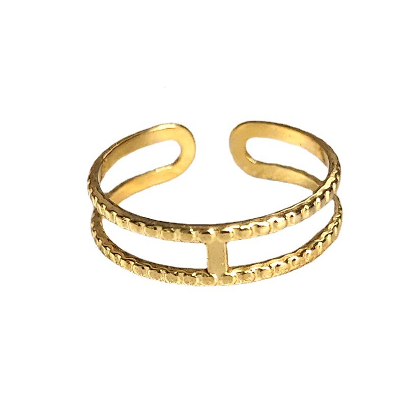 Top source titanium women's non fading open tail ring, stainless steel simple and cool style ring