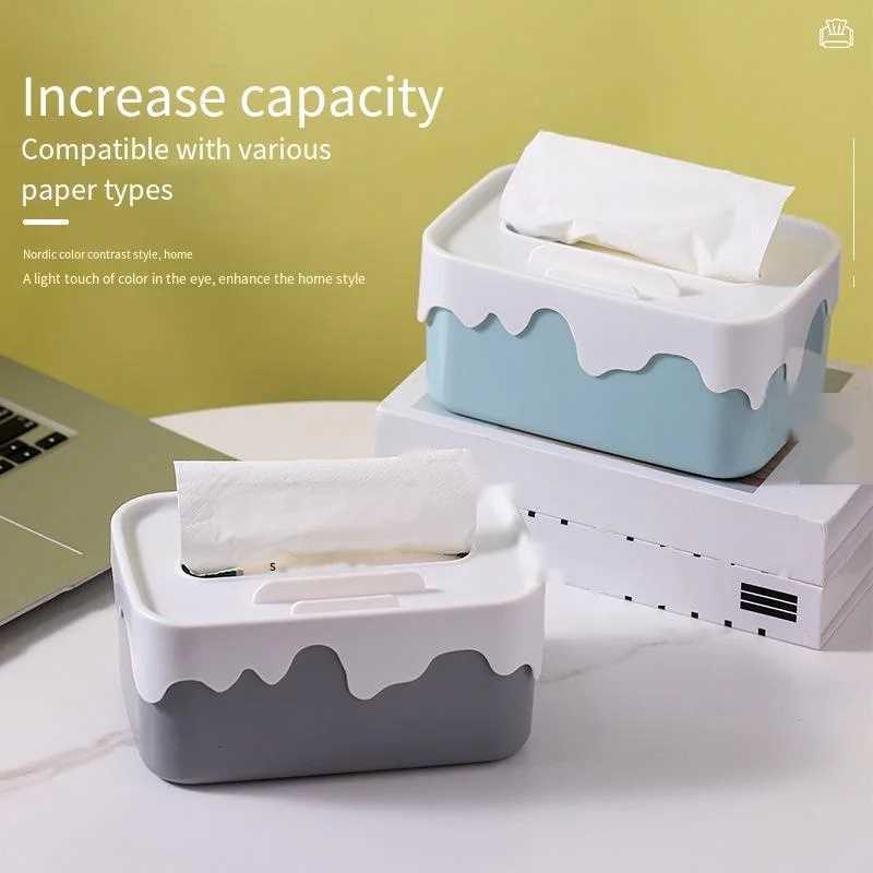 Square Plastic Tissue Box Home Tissue Container Car Napkins Holder Case Kitchen Organizer Simple and StylishM251124
