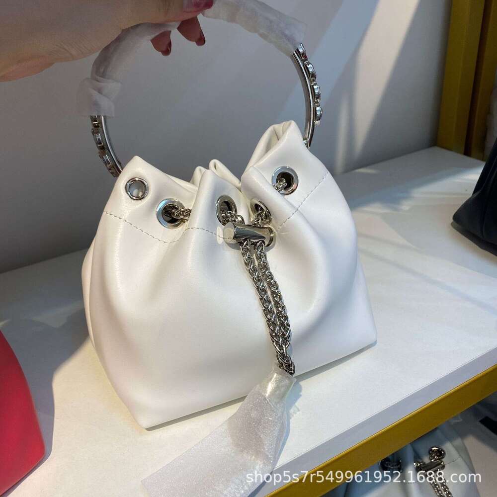 Designer Bag Diamond Studded Snake Bone Chain Wheat Ear Drawstring Small Water Bucket Tassel Hand Held Crossbody Single Shoulder Luxurious Banquet Lea