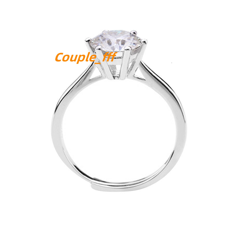 Moissanite Ring S925 Sterling Silver Womens Classic Inlaid Simulation Open Six-Claw Live Broadcast