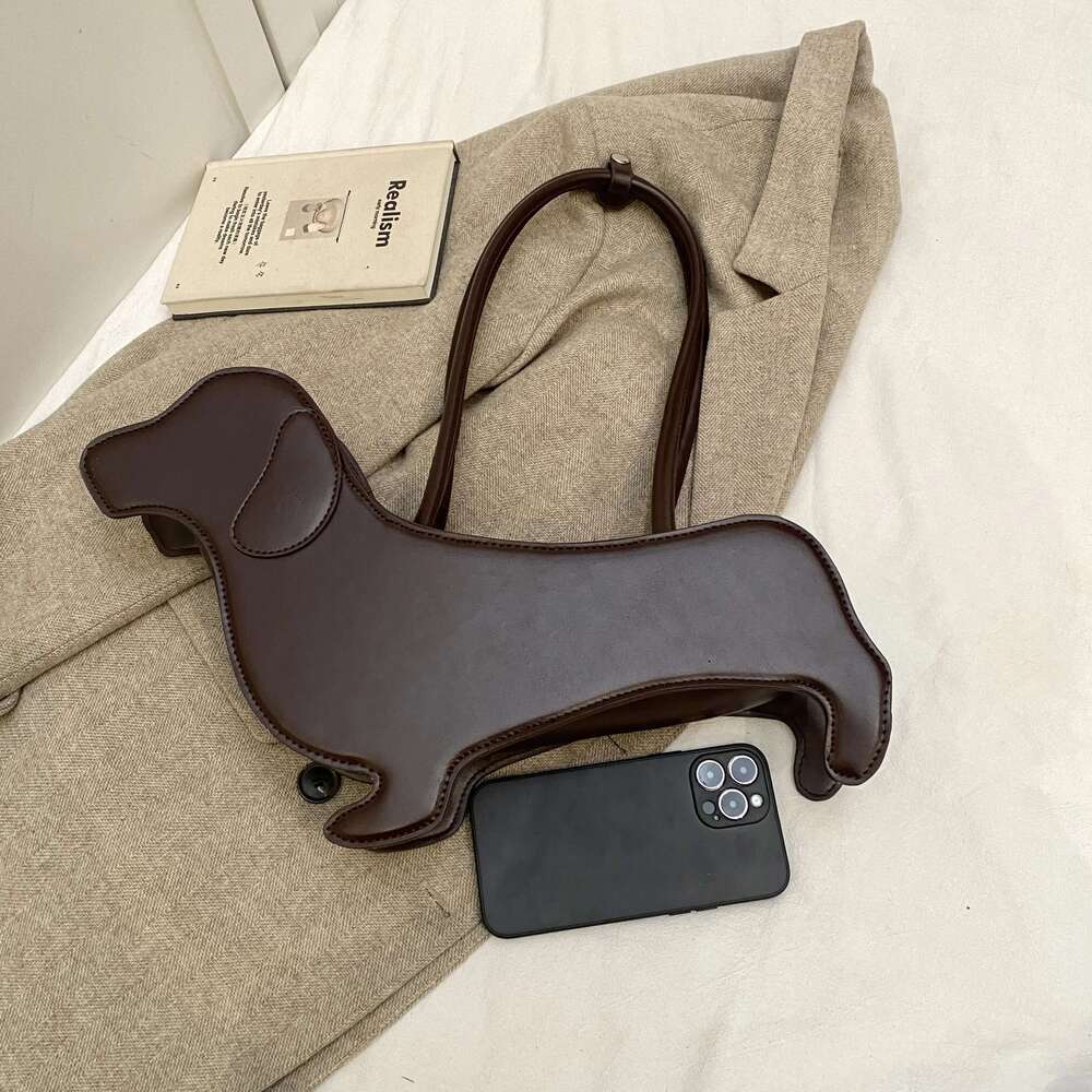 INS Three-Dimensional Dachshund Shoulder Pu Fabric Retro Handbag Korean Minority Design Underarm Bag