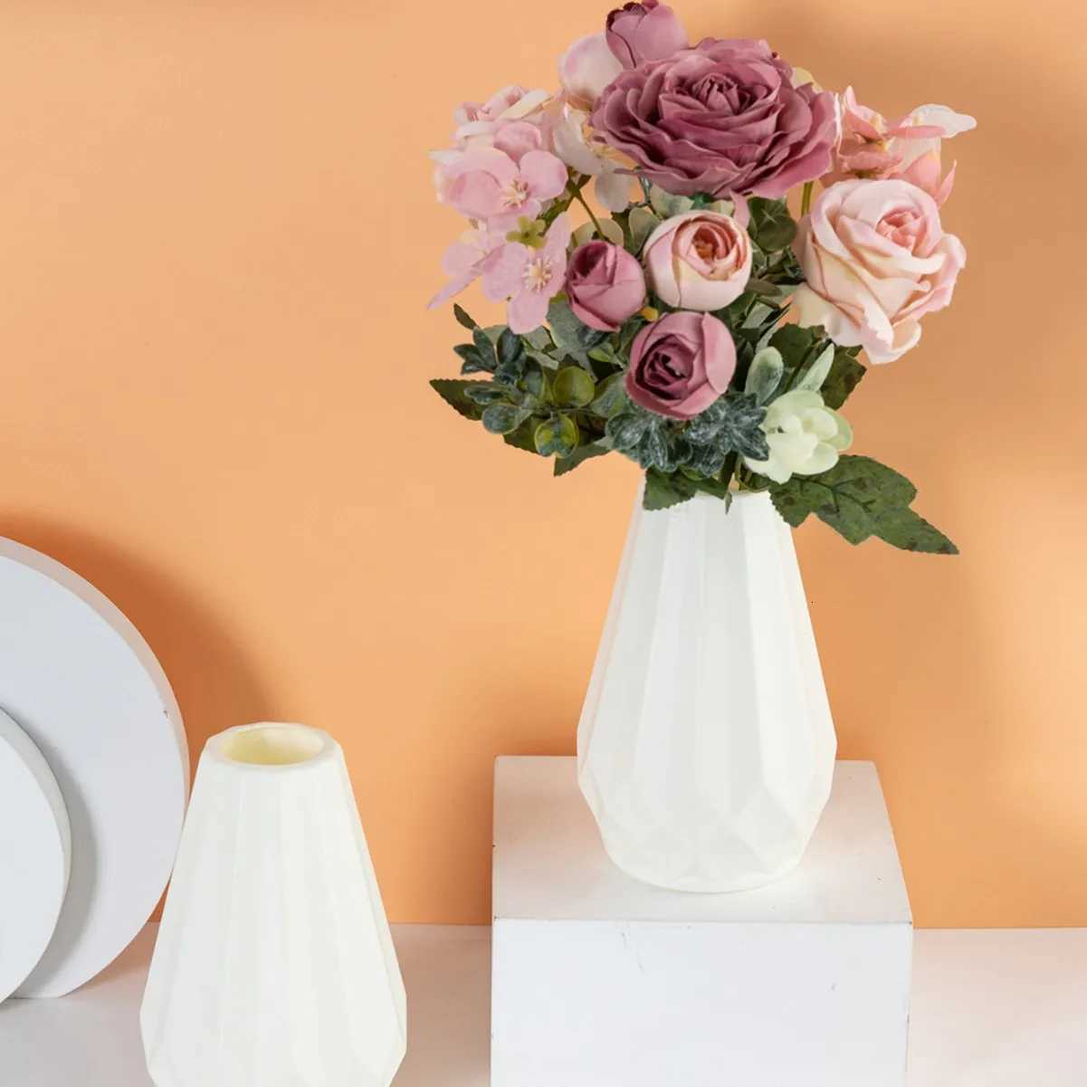 European-style Simulated Plastic Vase Ornaments Rhombic Vases Fresh And Simple Flower Arrangements Minimst Vases C251124