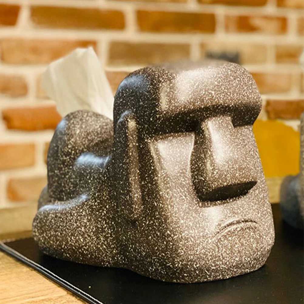Moai Design Retro Tissue Box Cover Household Napkin Holder Bedroom Decor Paper Towel Dispenser Novelty Case For OfficeM251124
