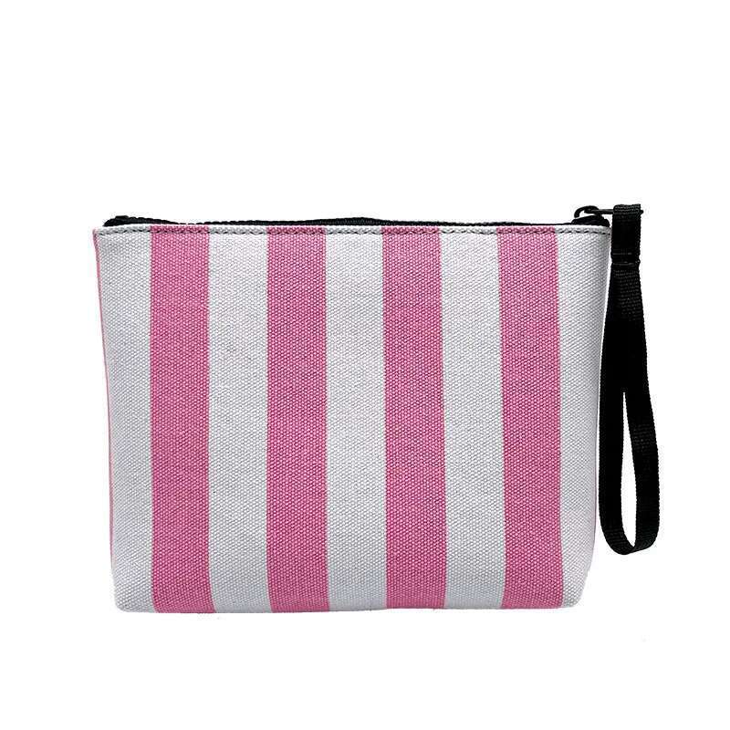 SAINT BARTH Autumn/Winter New Female ClutBags Bag Vertical Pattern Pink Canvas Diving Handbag
