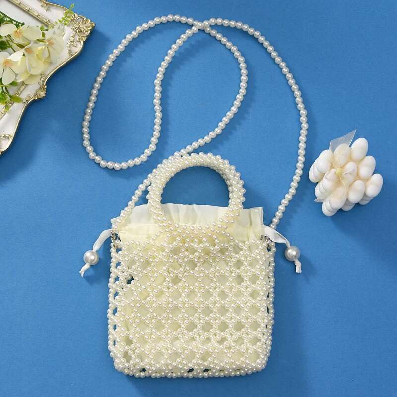 New Pearl Hand-Beaded Finished Fashion Catwalk Women's Cross-Body Light Texture Net Red Mobile Phone Bag