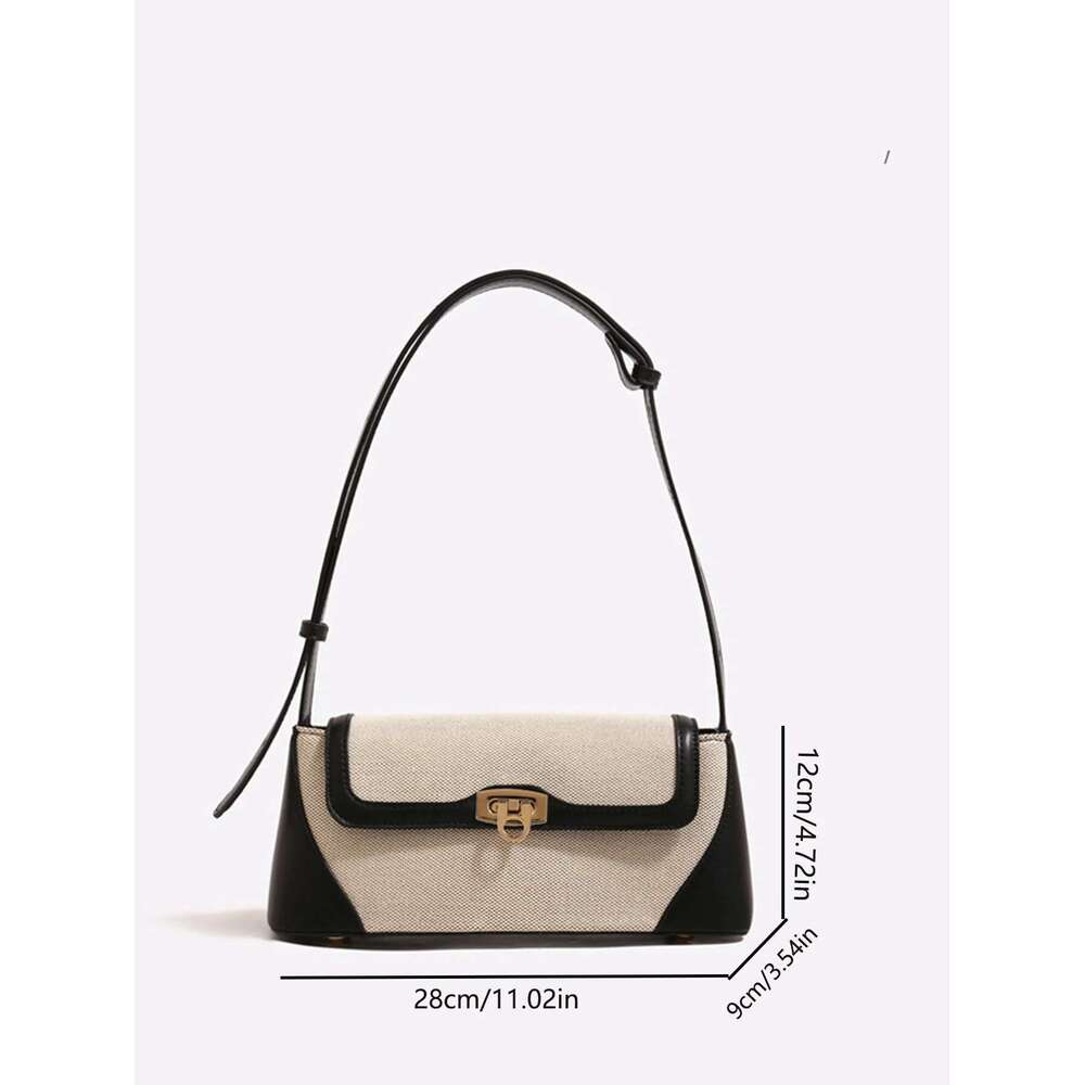 French Niche 2024 New Contrasting Color Casual Commuting Versatile Underarm Retro One Shoulder Crossbody Bag