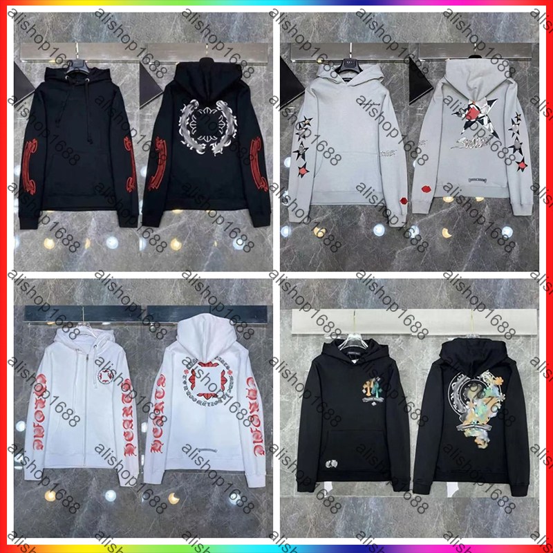 Chrome Mens Hoodies Designer Hoodie Long Sleeved Pullover Sanskrit Cross Printed Hooded Sweatshirts Cardigan Men's Women's Spider Hoodie Street Casual Zip Up Jacket