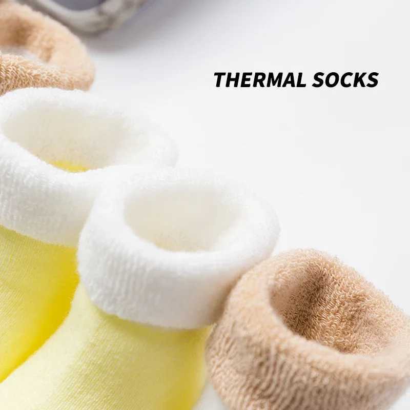 3 Pairs Baby Toddler Footwear SOCKS Warm Thicken Winter Autumn Bear Smiling Pattern Soft Cozy Indoor Home SOCKS G251124
