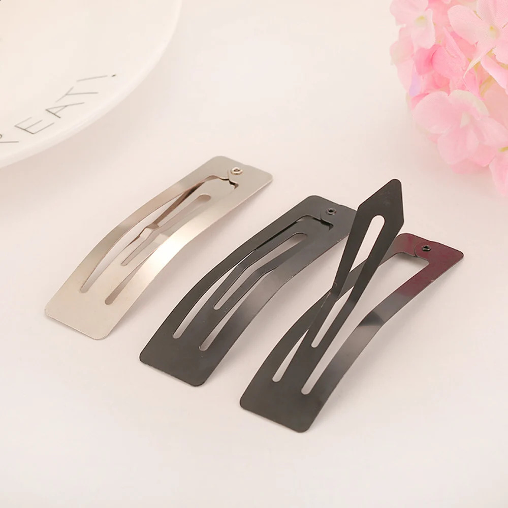 100pcs Stock Rectangle Snap BB Hair Clip 5cm 6cm 7cm 8cm Silver Gold Black Barrettes DIY Hair Pin Headwear Girls Hairgrip 250417