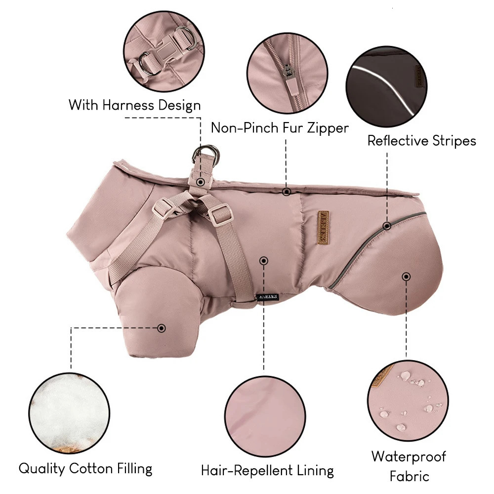 Winter Dog Jacket with Harness Thicken Waterproof Warm Outdoor Clothes for Small Dogs Soft Padded Puffer Snow Pet Coat 251121 - view 4