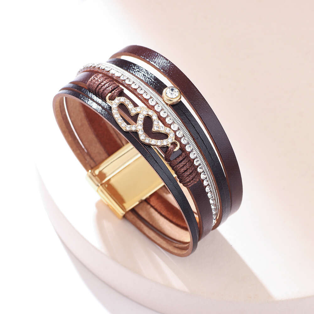 Fashionable New Bohemian Multi layered Love Soil Dia Open Bracelet