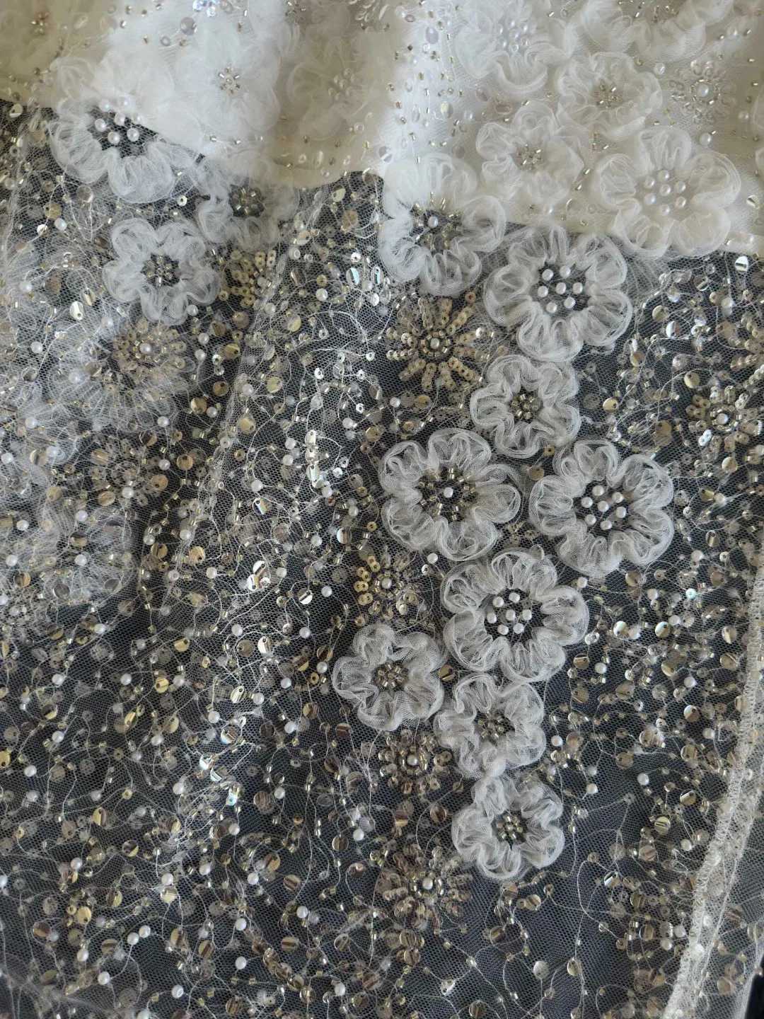Unique white lace bead sequins high waisted skin feminine trend M250424