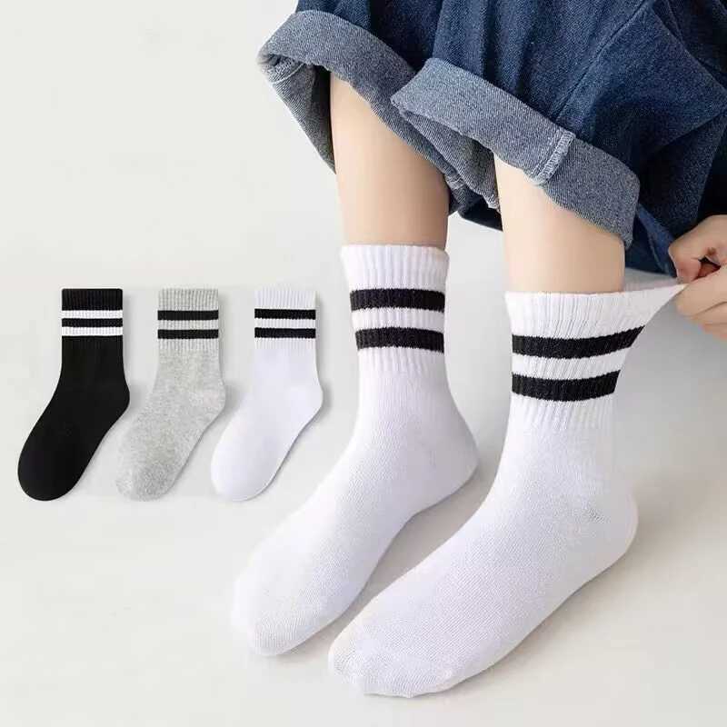 5 Pairs Four Season Kid Sock Teenager Student Cotton Breathable Comfortable Sock Boys Girl Baby White Black Sport Mid Tube Socks G251124