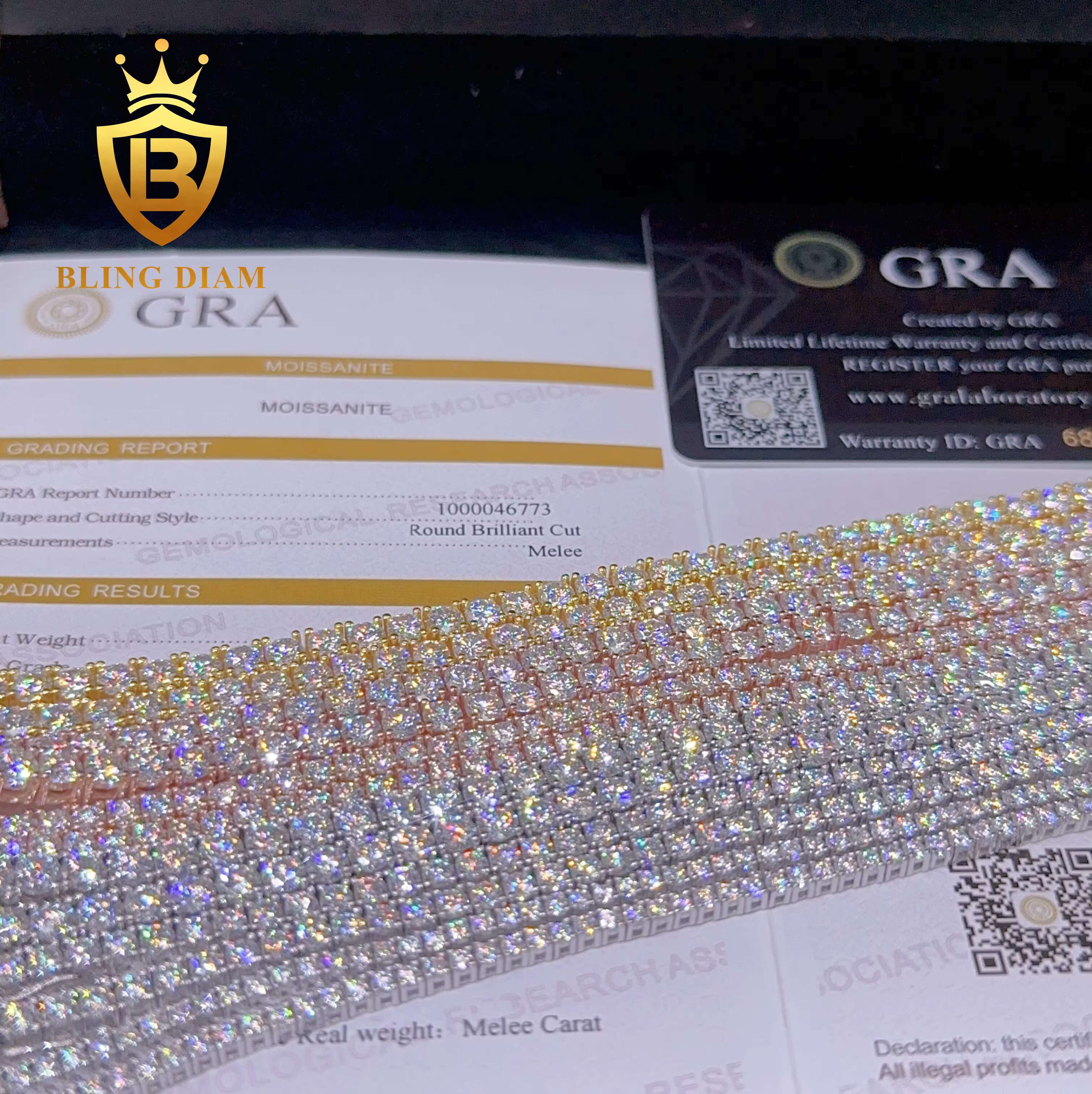 Pass Teseter Hip Pop Jewelry Moissanite Diamond Chain 2mm 3mm 4mm 5mm Sterling Silver 925 Tennis Necklace