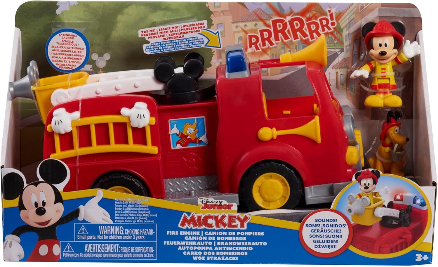 Disney custom Mickey Mouse Mickey Fire Engine Figure Vehicle Playset Lights and Sounds Kids Toys for Ages Up by Just Play