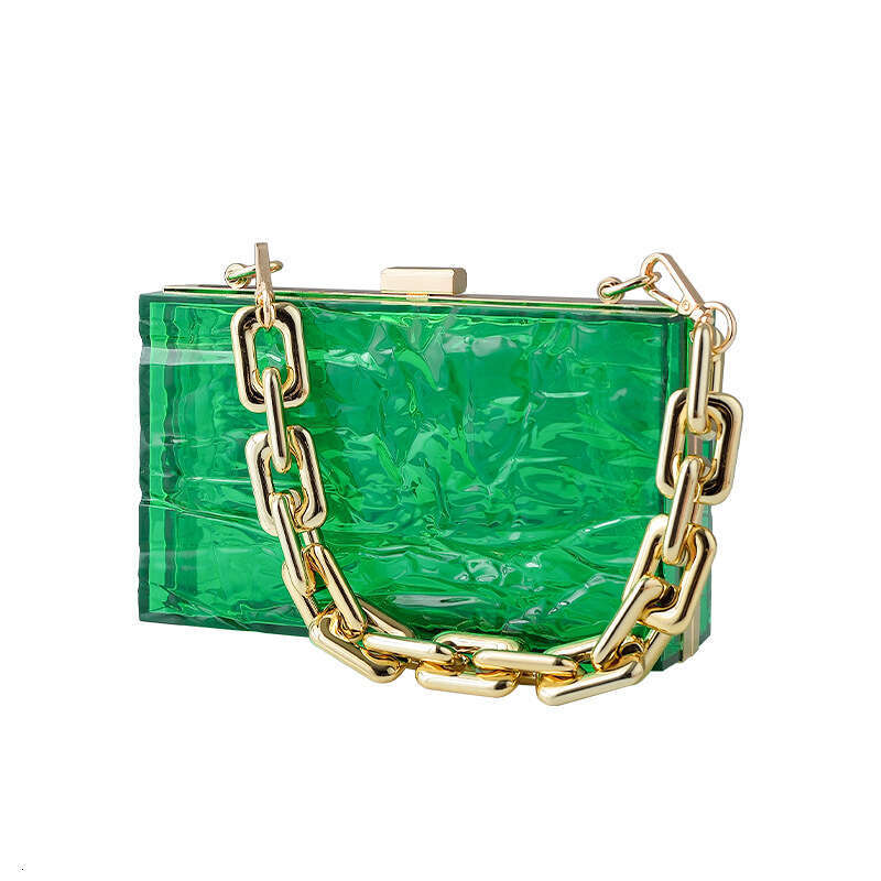 Dinner Bag New Ice Cracked Acrylic Transparent Popular Dinner Fashion Versatile Handheld Bag Female KQ
