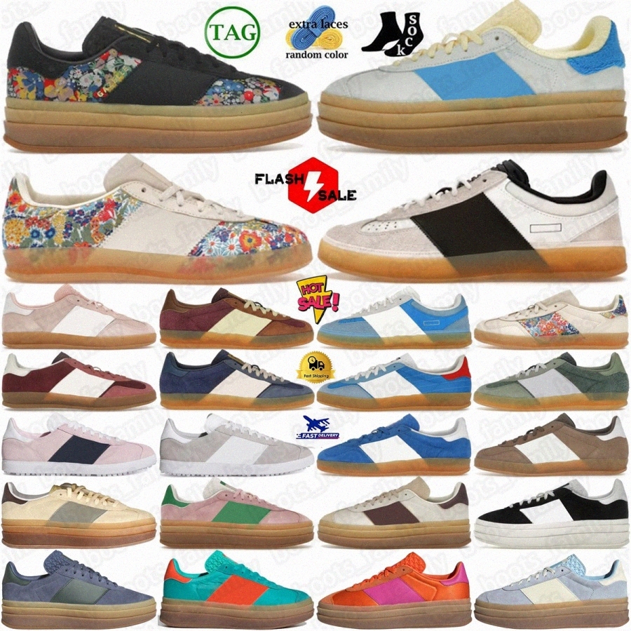 bold platform designer casual shoes Bad Bunny designer sneakers Indoor women shoe Liberty London Floral Embroidery Stripes Better Scarlet Maroon Almost Yellow