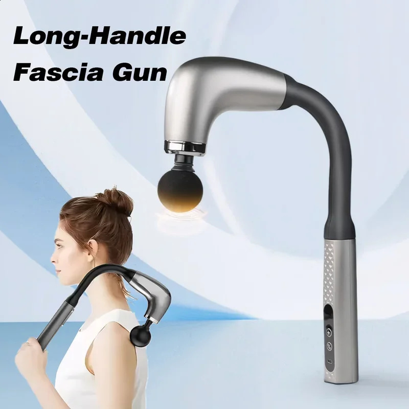 Long-Handle Portable Fascia Gun Handheld Deep Tissue Massager Adjustable Speed Percussion Massager for Body Neck Back Leg 250424