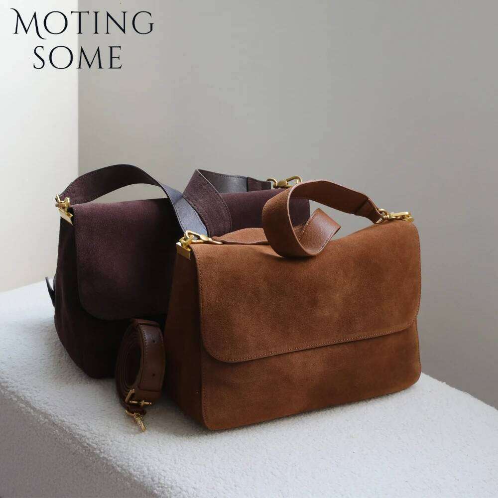 Luxury Bag Designer Motingsome Suede Bag Woman Matte Cowhide Messenger Bags Crossbody Shoulder Underarm Satchel Commuter Soft Winter Purse