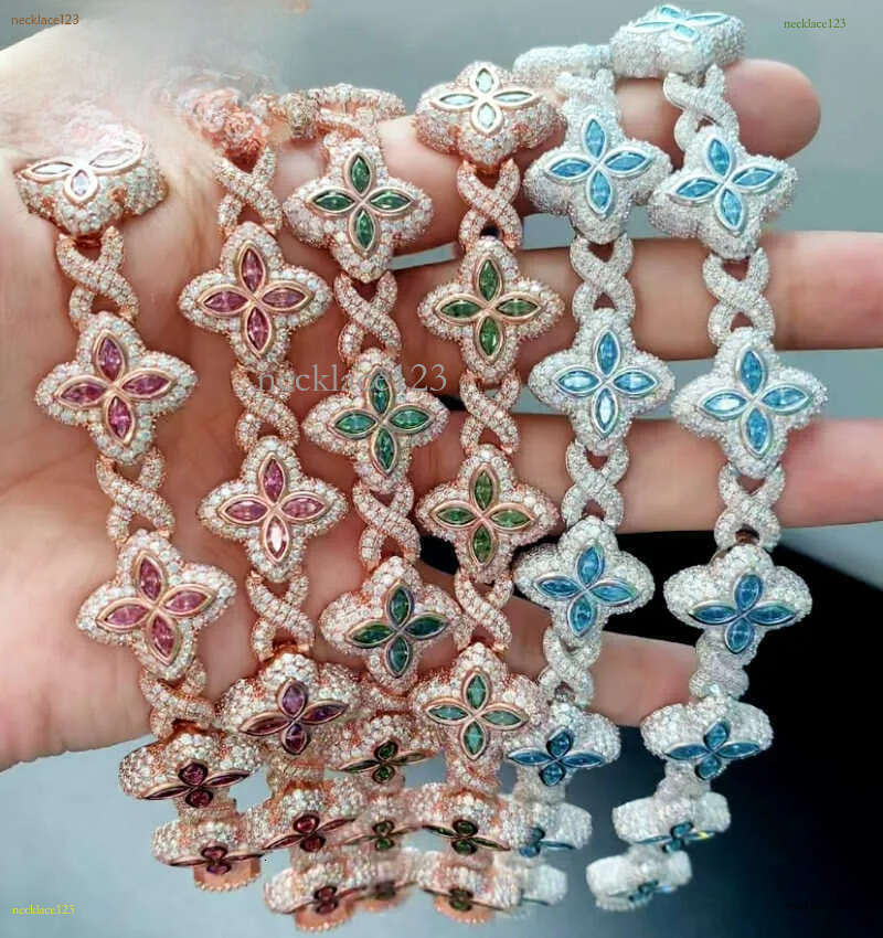 Best Selg Hip Hop Rapper Clover Bracelets Sterg Sier VVS Moissanite Infinity Cuban k Bracelet Fine Jewelry