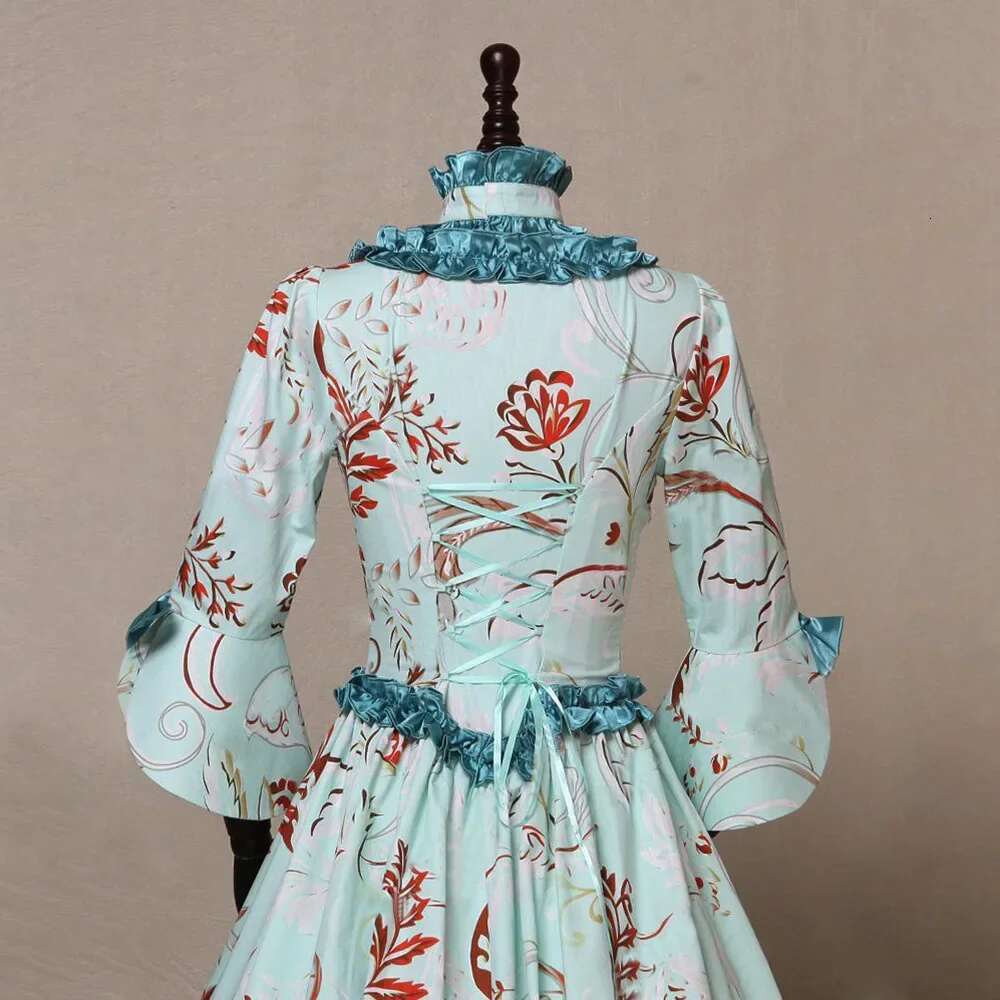 Plus Size Medieval Victorian Party Princess Dress Queen Floor Cos Renaissance Vintage Printed Gown Robe Dresses For Lady