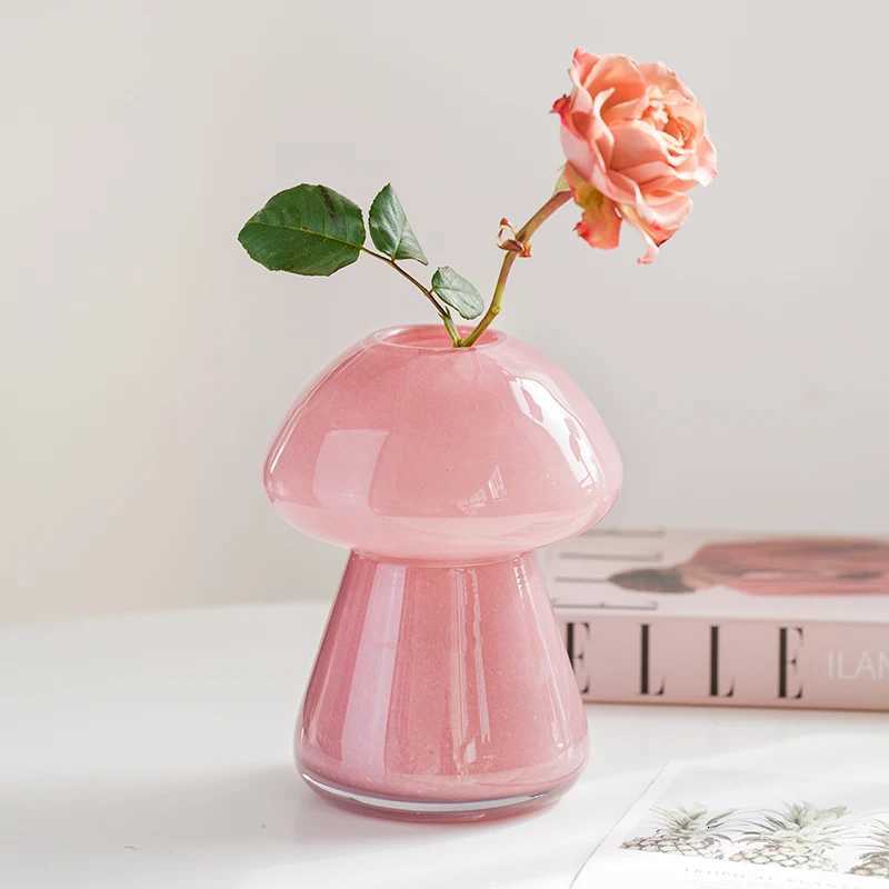 French Medieval High-grade Pink Spray Vase Luxury Ornaments Glass Flower Arrangement Water Flowers Table Flower Device C251124